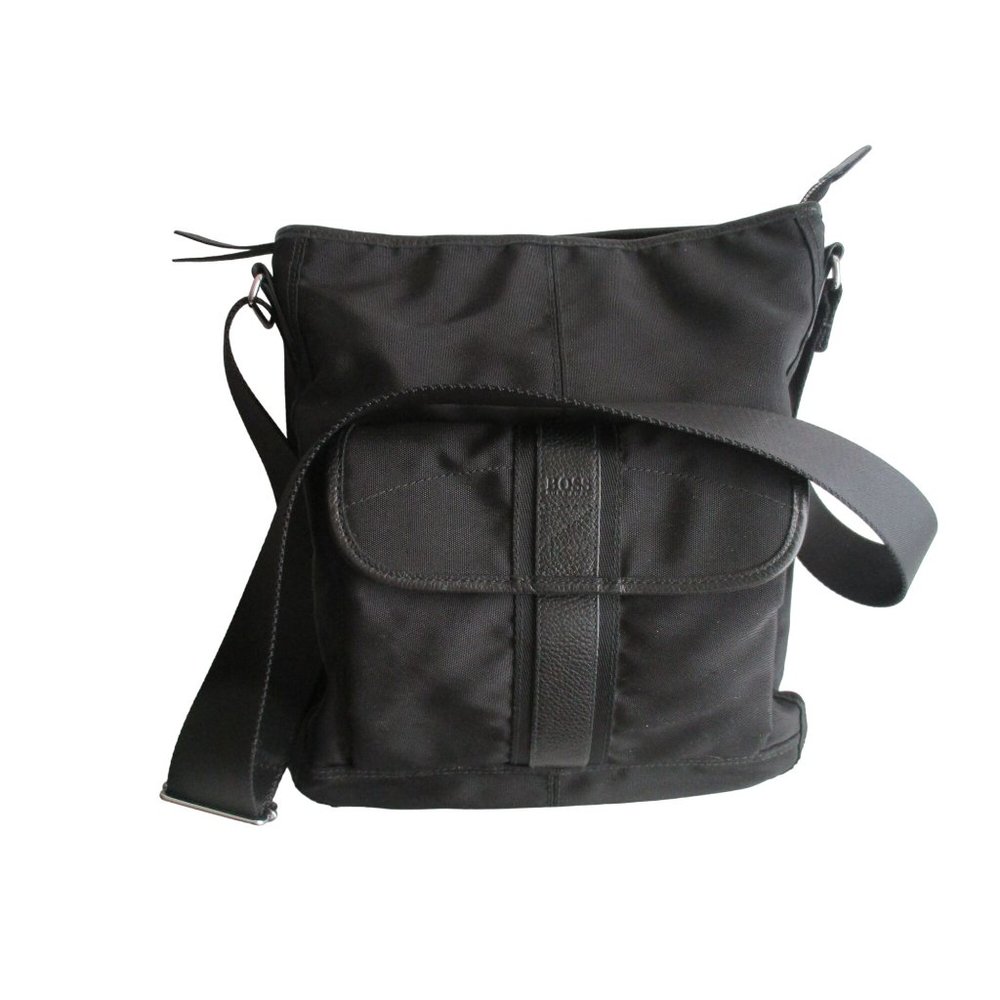 Hugo Boss Black Canvas Unisex Travel Messenger Bag Satchel
